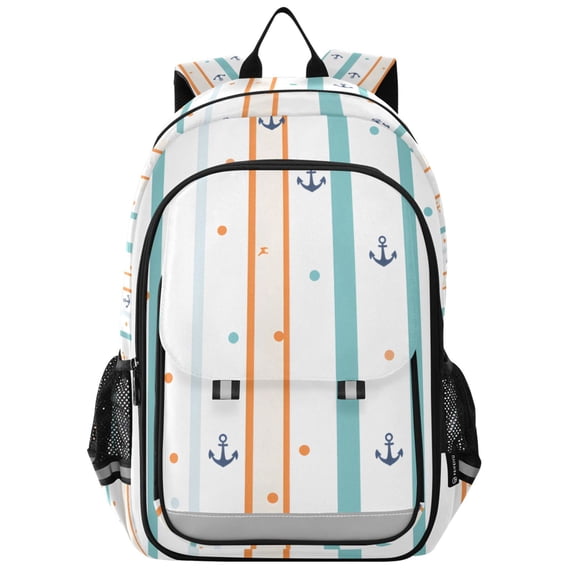 FORMRS Unisex School Backpack 17" Student Travel Bag with Laptop Compartment, Cute Nautical Pattern