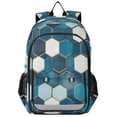 thumbnail image 1 of FORMRS Unisex School Backpack 17" Student Travel Bag with Laptop Compartment, Dark Blue Hexagon Patterns, 1 of 7