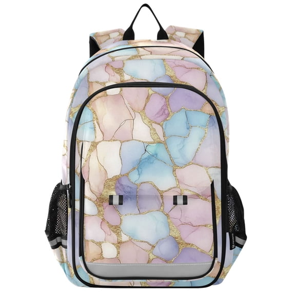 FORMRS Unisex School Backpack 17" Student Travel Bag with Laptop Compartment, Elegant Marble Pattern