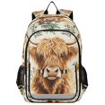 thumbnail image 1 of FORMRS Unisex School Backpack 17" Student Travel Bag with Laptop Compartment, Floral Cow, 1 of 7
