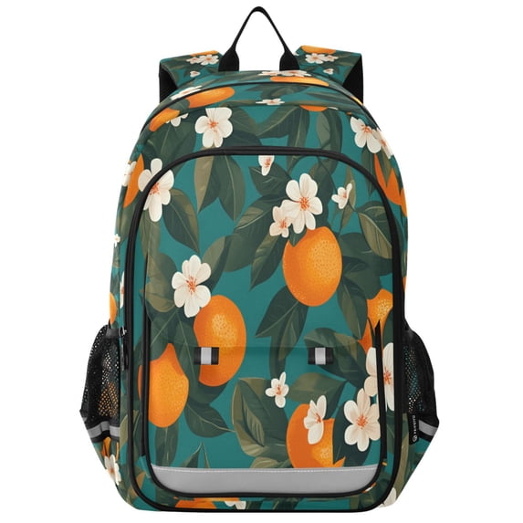 FORMRS Unisex School Backpack 17" Student Travel Bag with Laptop Compartment, Orange Leaves