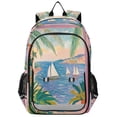 thumbnail image 1 of FORMRS Unisex School Backpack 17" Student Travel Bag with Laptop Compartment, Pink Seaside Boat, 1 of 7