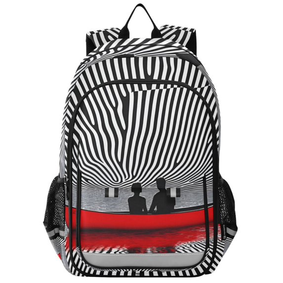 FORMRS Unisex School Backpack 17" Student Travel Bag with Laptop Compartment, Red Boat