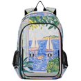 thumbnail image 1 of FORMRS Unisex School Backpack 17" Student Travel Bag with Laptop Compartment, Seaside Boat, 1 of 7