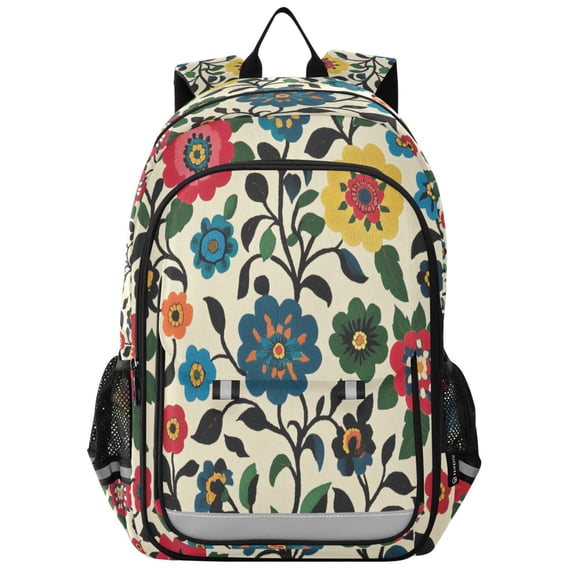FORMRS Unisex School Backpack 17" Student Travel Bag with Laptop Compartment, Vibrant Floral