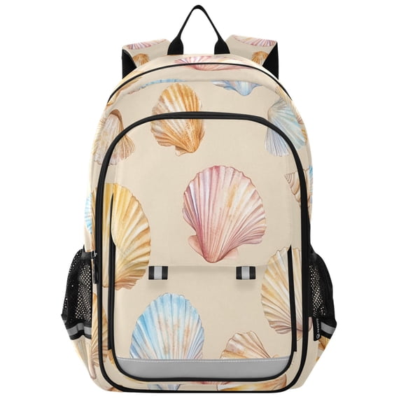 FORMRS Unisex School Backpack 17" Student Travel Bag with Laptop Compartment, Watercolor Seashell