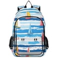 thumbnail image 1 of FORMRS Unisex School Backpack 17" Student Travel Bag with Laptop Compartment, Yellow Sailboats, 1 of 7
