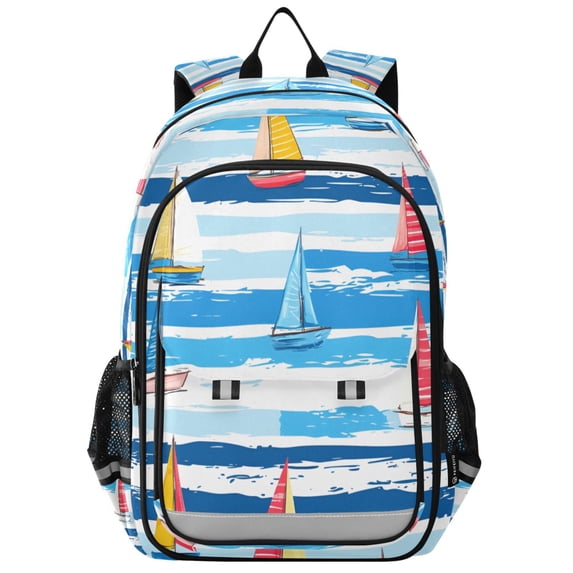 FORMRS Unisex School Backpack 17" Student Travel Bag with Laptop Compartment, Yellow Sailboats