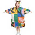 thumbnail image 1 of FORMRS Wearable Blanket Hoodie with Sleeves for Kids Cozy Flannel Sweatshirt, Abstract Plants, 1 of 7