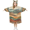 thumbnail image 1 of FORMRS Wearable Blanket Hoodie with Sleeves for Kids Cozy Flannel Sweatshirt, Abstract Wavy Landscape, 1 of 7
