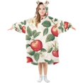 thumbnail image 1 of FORMRS Wearable Blanket Hoodie with Sleeves for Kids Cozy Flannel Sweatshirt, Apples Flower Pattern, 1 of 7