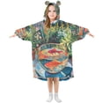 thumbnail image 1 of FORMRS Wearable Blanket Hoodie with Sleeves for Kids Cozy Flannel Sweatshirt, Art Goldfish Bowl, 1 of 7