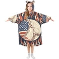 thumbnail image 1 of FORMRS Wearable Blanket Hoodie with Sleeves for Kids Cozy Flannel Sweatshirt, Baseball Pattern, 1 of 7