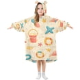 thumbnail image 1 of FORMRS Wearable Blanket Hoodie with Sleeves for Kids Cozy Flannel Sweatshirt, Beach Pattern, 1 of 7