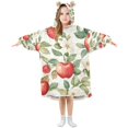 thumbnail image 1 of FORMRS Wearable Blanket Hoodie with Sleeves for Kids Cozy Flannel Sweatshirt, Beige Apple Pattern, 1 of 7