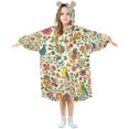 thumbnail image 1 of FORMRS Wearable Blanket Hoodie with Sleeves for Kids Cozy Flannel Sweatshirt, Beige Cartoon Animals, 1 of 7