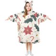 thumbnail image 1 of FORMRS Wearable Blanket Hoodie with Sleeves for Kids Cozy Flannel Sweatshirt, Beige Christmas Candy Canes, 1 of 7