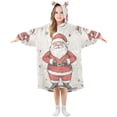 thumbnail image 1 of FORMRS Wearable Blanket Hoodie with Sleeves for Kids Cozy Flannel Sweatshirt, Beige Christmas Santa, 1 of 7