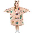thumbnail image 1 of FORMRS Wearable Blanket Hoodie with Sleeves for Kids Cozy Flannel Sweatshirt, Beige Christmas Snowman, 1 of 7
