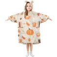 thumbnail image 1 of FORMRS Wearable Blanket Hoodie with Sleeves for Kids Cozy Flannel Sweatshirt, Beige Fall Acorns Pattern, 1 of 7