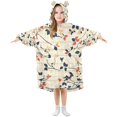 thumbnail image 1 of FORMRS Wearable Blanket Hoodie with Sleeves for Kids Cozy Flannel Sweatshirt, Beige Leaves Plaid, 1 of 7