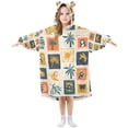 thumbnail image 1 of FORMRS Wearable Blanket Hoodie with Sleeves for Kids Cozy Flannel Sweatshirt, Beige Playful Stamp, 1 of 7
