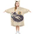 thumbnail image 1 of FORMRS Wearable Blanket Hoodie with Sleeves for Kids Cozy Flannel Sweatshirt, Beige Record, 1 of 7