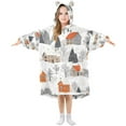thumbnail image 1 of FORMRS Wearable Blanket Hoodie with Sleeves for Kids Cozy Flannel Sweatshirt, Beige Snow Houses, 1 of 7
