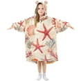 thumbnail image 1 of FORMRS Wearable Blanket Hoodie with Sleeves for Kids Cozy Flannel Sweatshirt, Beige Starfish, 1 of 7