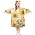 thumbnail image 1 of FORMRS Wearable Blanket Hoodie with Sleeves for Kids Cozy Flannel Sweatshirt, Beige Sunflowers, 1 of 7
