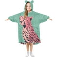 thumbnail image 1 of FORMRS Wearable Blanket Hoodie with Sleeves for Kids Cozy Flannel Sweatshirt, Big Pink Cheetah, 1 of 7