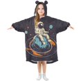 thumbnail image 1 of FORMRS Wearable Blanket Hoodie with Sleeves for Kids Cozy Flannel Sweatshirt, Black Astronaut Record, 1 of 7