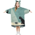 thumbnail image 1 of FORMRS Wearable Blanket Hoodie with Sleeves for Kids Cozy Flannel Sweatshirt, Black Cat, 1 of 7