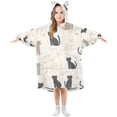 thumbnail image 1 of FORMRS Wearable Blanket Hoodie with Sleeves for Kids Cozy Flannel Sweatshirt, Black Cute Cats, 1 of 7