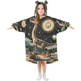 thumbnail image 1 of FORMRS Wearable Blanket Hoodie with Sleeves for Kids Cozy Flannel Sweatshirt, Black Dinosaur, 1 of 7