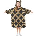 thumbnail image 1 of FORMRS Wearable Blanket Hoodie with Sleeves for Kids Cozy Flannel Sweatshirt, Black Geometric, 1 of 7