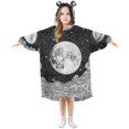 thumbnail image 1 of FORMRS Wearable Blanket Hoodie with Sleeves for Kids Cozy Flannel Sweatshirt, Black Moon, 1 of 7