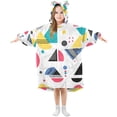 thumbnail image 1 of FORMRS Wearable Blanket Hoodie with Sleeves for Kids Cozy Flannel Sweatshirt, Black Retro Pattern, 1 of 7