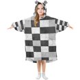 thumbnail image 1 of FORMRS Wearable Blanket Hoodie with Sleeves for Kids Cozy Flannel Sweatshirt, Black and Gray Plaid Pattern, 1 of 7