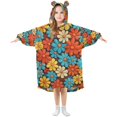 thumbnail image 1 of FORMRS Wearable Blanket Hoodie with Sleeves for Kids Cozy Flannel Sweatshirt, Blooming Flowers, 1 of 7