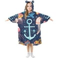 thumbnail image 1 of FORMRS Wearable Blanket Hoodie with Sleeves for Kids Cozy Flannel Sweatshirt, Blue Anchor, 1 of 7
