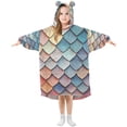 thumbnail image 1 of FORMRS Wearable Blanket Hoodie with Sleeves for Kids Cozy Flannel Sweatshirt, Blue Art Pattern, 1 of 7