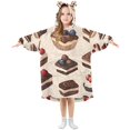 thumbnail image 1 of FORMRS Wearable Blanket Hoodie with Sleeves for Kids Cozy Flannel Sweatshirt, Blue Cakes, 1 of 7
