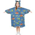 thumbnail image 1 of FORMRS Wearable Blanket Hoodie with Sleeves for Kids Cozy Flannel Sweatshirt, Blue Cartoon Galaxy, 1 of 7
