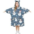 thumbnail image 1 of FORMRS Wearable Blanket Hoodie with Sleeves for Kids Cozy Flannel Sweatshirt, Blue Christmas Snowman Pattern, 1 of 7