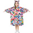 thumbnail image 1 of FORMRS Wearable Blanket Hoodie with Sleeves for Kids Cozy Flannel Sweatshirt, Blue Colorful Circles, 1 of 7