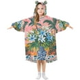 thumbnail image 1 of FORMRS Wearable Blanket Hoodie with Sleeves for Kids Cozy Flannel Sweatshirt, Blue Flowers, 1 of 7