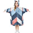 thumbnail image 1 of FORMRS Wearable Blanket Hoodie with Sleeves for Kids Cozy Flannel Sweatshirt, Blue Geometric, 1 of 7