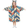 thumbnail image 1 of FORMRS Wearable Blanket Hoodie with Sleeves for Kids Cozy Flannel Sweatshirt, Blue Geometric, 1 of 7