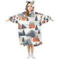 thumbnail image 1 of FORMRS Wearable Blanket Hoodie with Sleeves for Kids Cozy Flannel Sweatshirt, Blue Snow Houses, 1 of 7